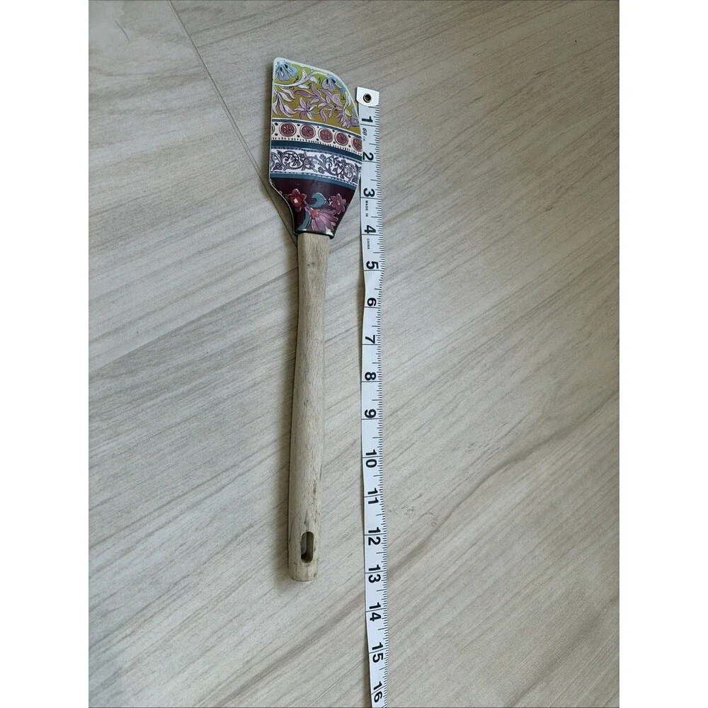 Anthropologie Floral Spatula Silicone Beechwood 0242